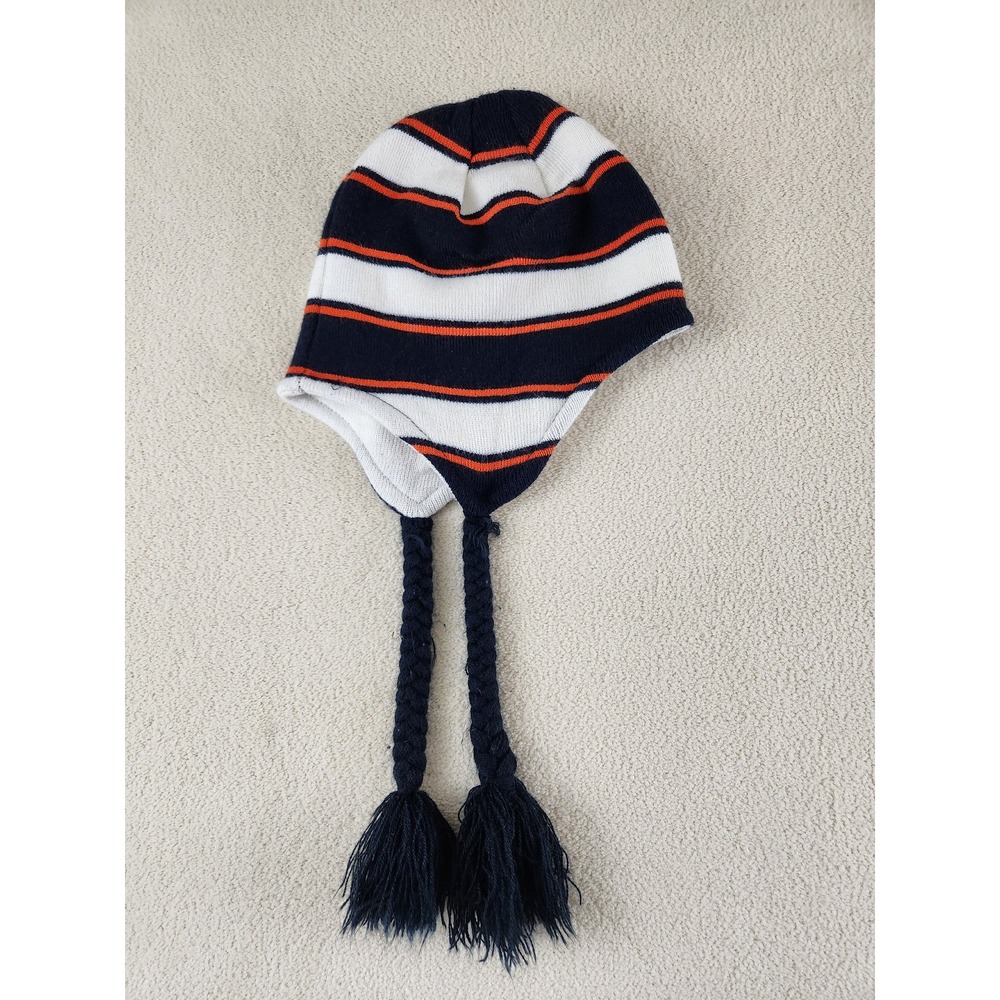 NFL Team Apparel Denver Broncos Ear Flap Stocking Cap with Long Poms - Picture 2 of 4